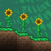 Pixel art of sunflowers. From Terraria.